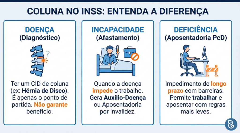 Problema de coluna é PcD? Regras de aposentadoria do INSS