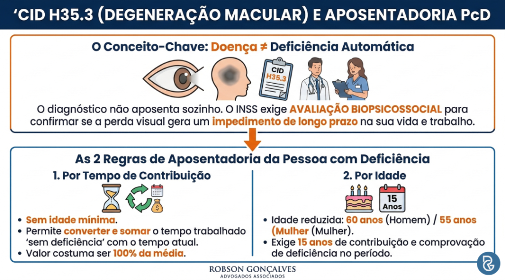 Quem tem CID H35.3 aposenta como PCD?