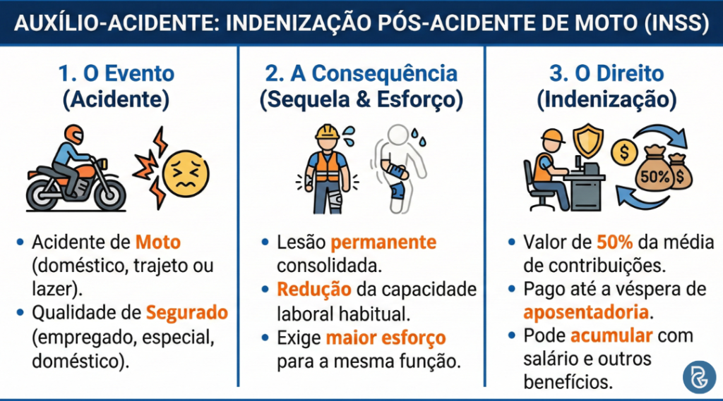 Auxílio-acidente para quem sofreu acidente de moto
