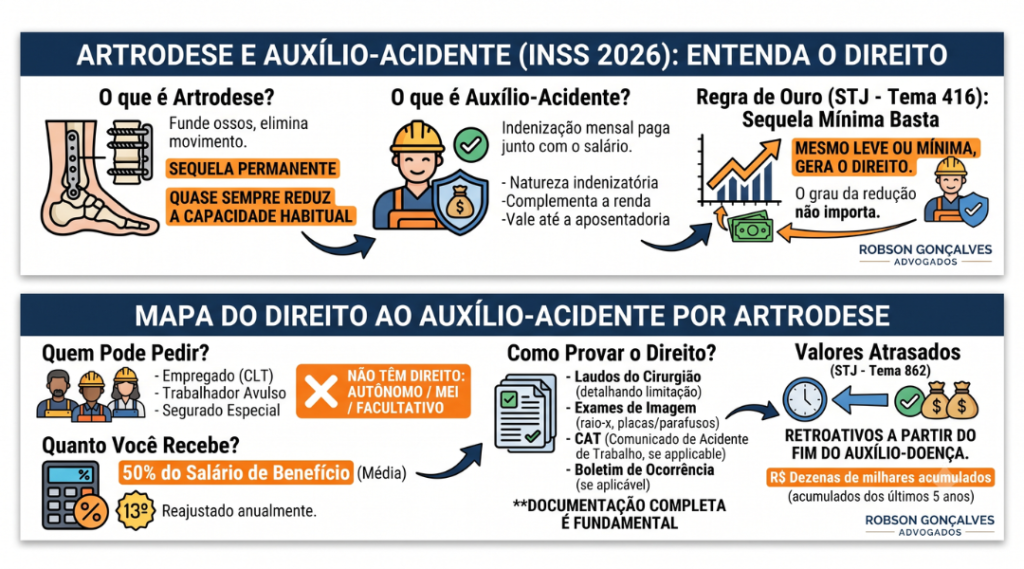 Artrodese e auxílio-acidente: você tem direito à indenização do INSS?