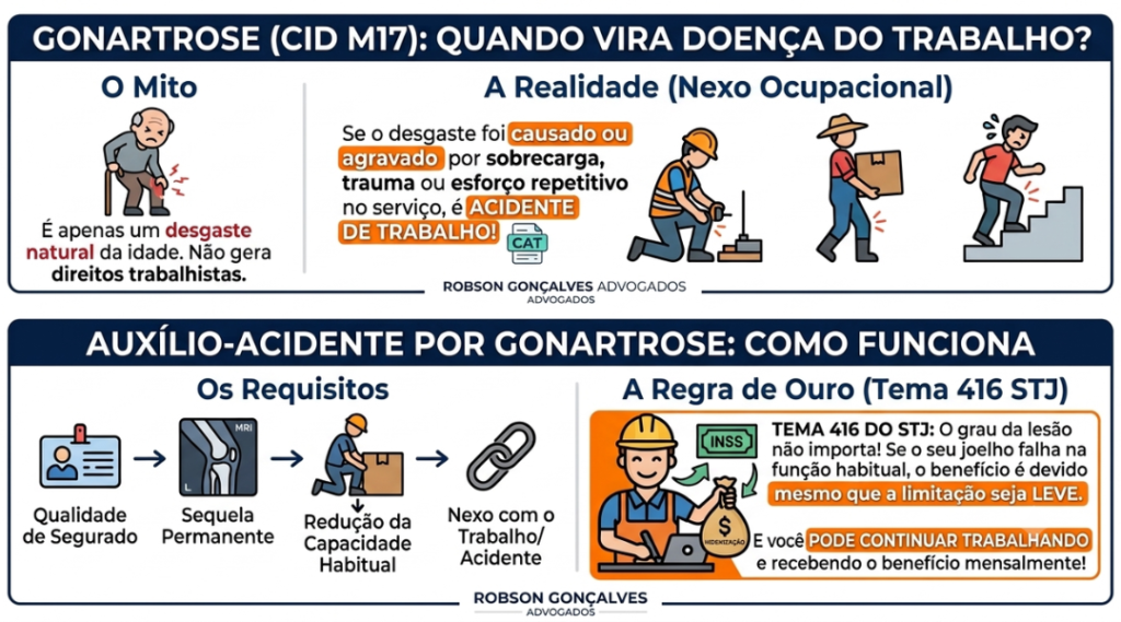 Gonartrose dá direito a auxílio-acidente do INSS? Entenda