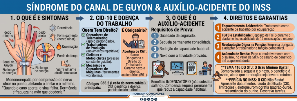 Síndrome do canal de Guyon dá direito a auxílio-acidente do INSS